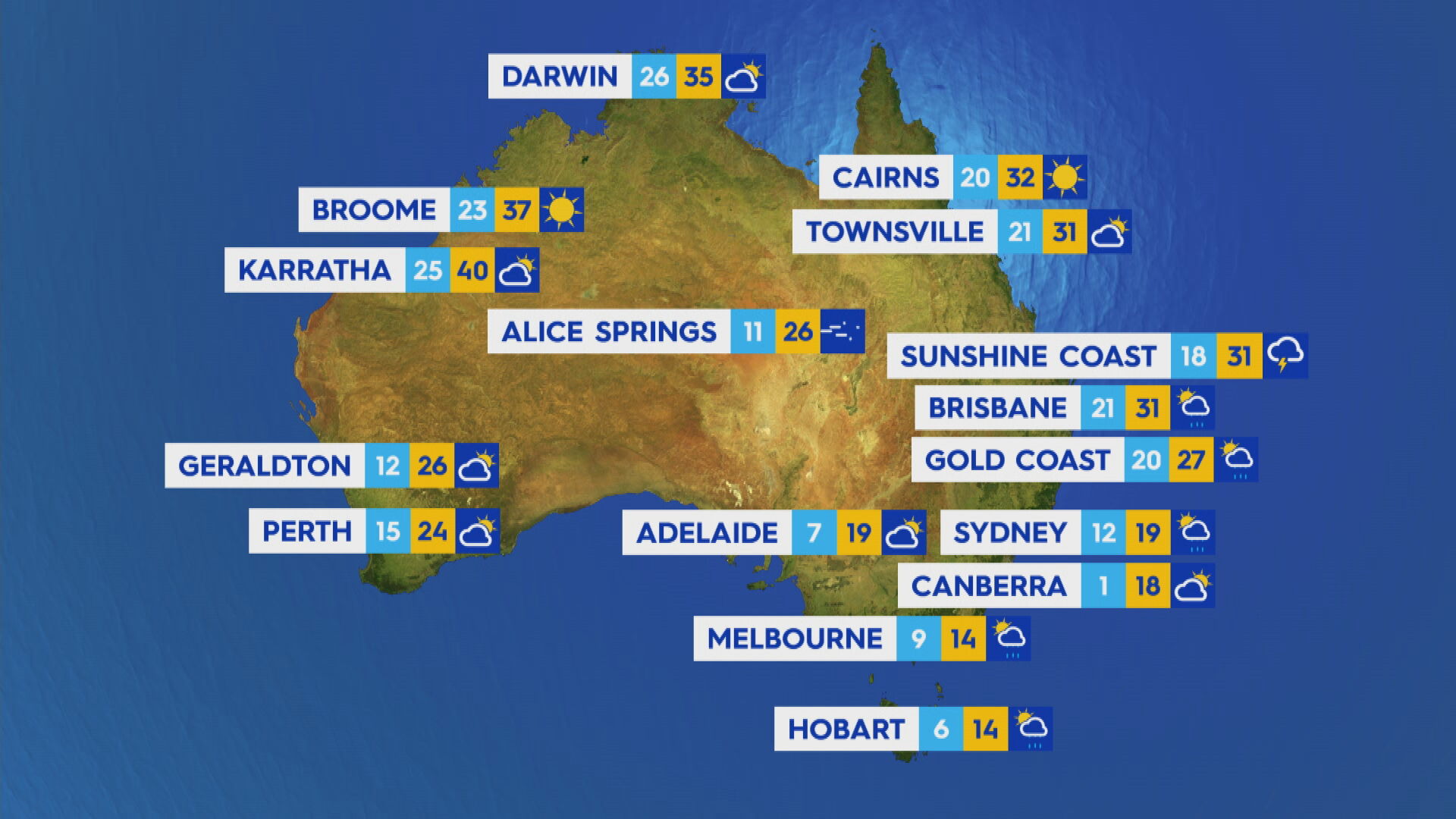 National weather forecast for Thursday October 26